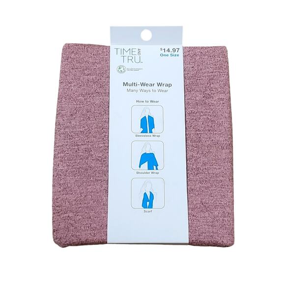 NWT Time & True Multi-Wear Wrap Shaw Scarf One Size Fits Most Pink Yoga - Picture 1 of 4